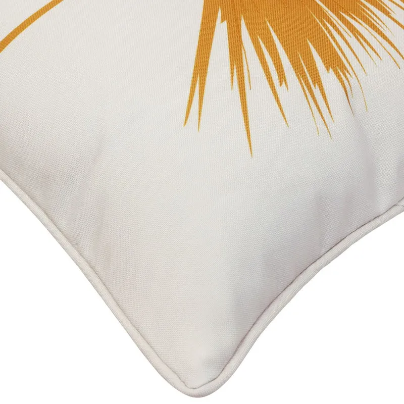 Coussin extérieur 18 x 18 po - Palmier brodé jaune
