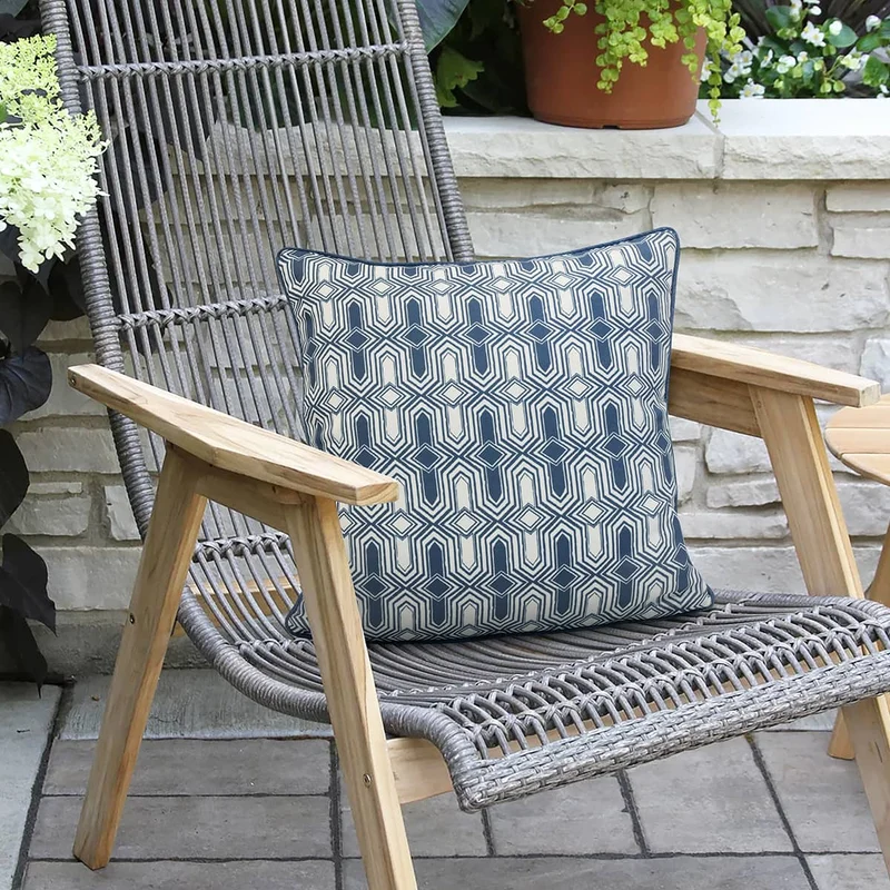 Coussin extérieur 18 x 18 po - Imprimé géo bleu