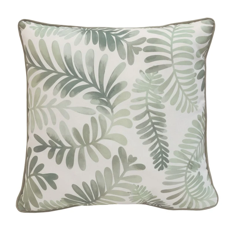 Coussin extérieur 18 x 18 po - Imprimé feuille vert sauge