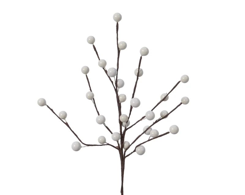 Rametto con bacche in foam altezza 26 cm bianco Peraga Christmas