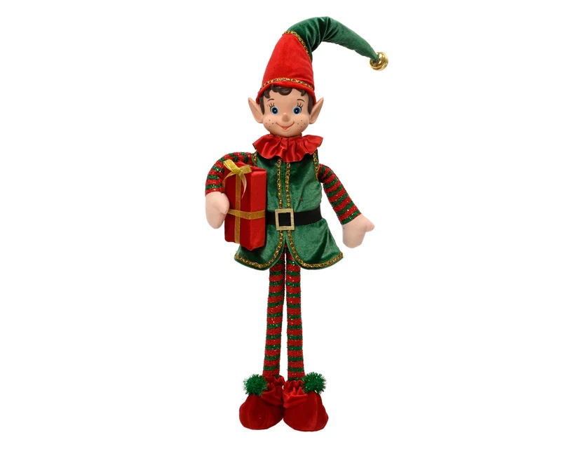 Elfo decorativo in poliestere 20 x 14 x 70 cm verde/rosso Peraga Christmas