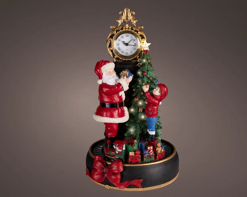 Orologio decorativo con Babbo Natale in polyresin 28 x 30 x 48,5 cm rosso Peraga Christmas