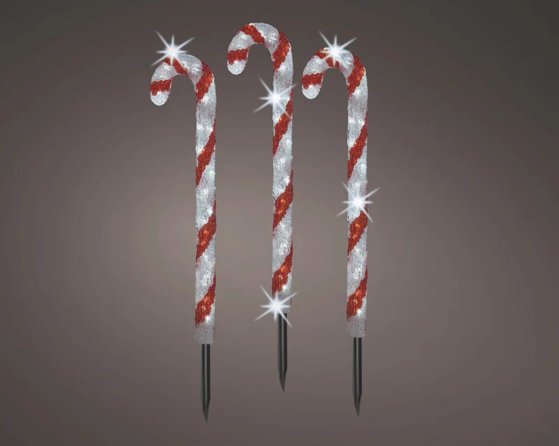 Bastoncini di zucchero LED da giardino larghezza 200 cm altezza 61 cm rosso Peraga Christmas