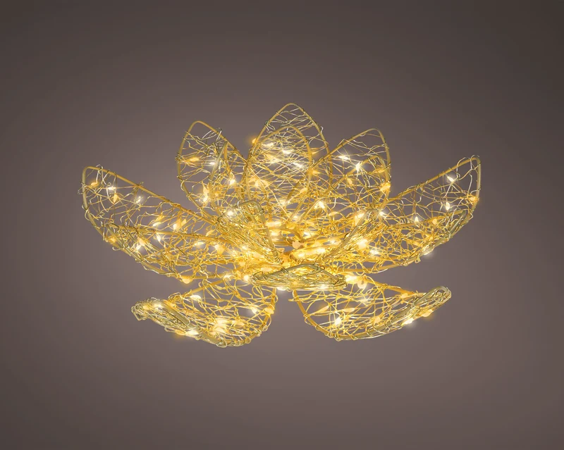 Fiore micro LED in metallo D 28 cm altezza 9 cm oro Peraga Christmas