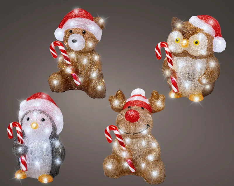 Animale LED in acrilico 17,2 x 17,8 x 23,5 cm colori modello assortito Peraga Christmas