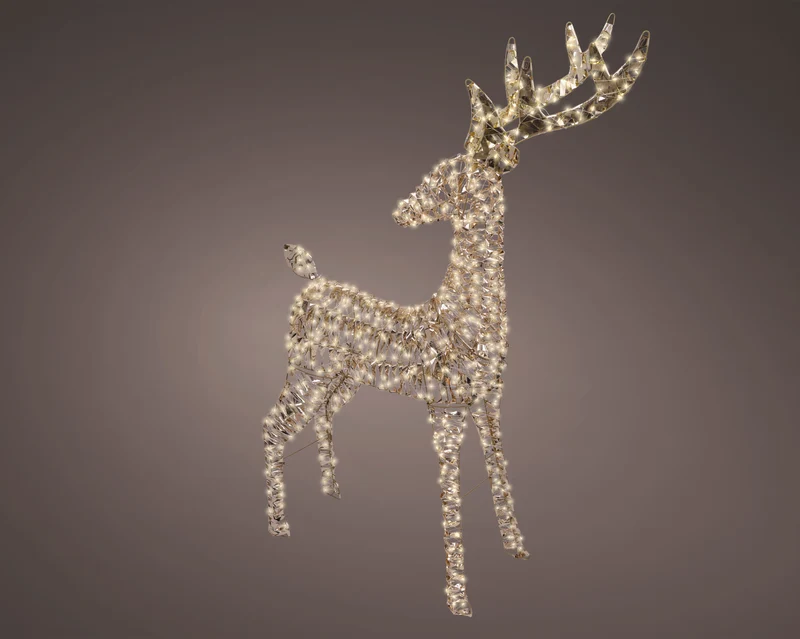 Renna micro LED in PET 18 x 65 x 130 cm oro Peraga Christmas
