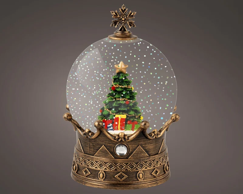 Palla di neve LED water spinner D 12,5 cm altezza 19 cm oro Peraga Christmas