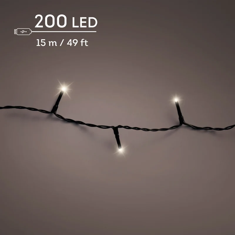Filo LED Duracharge ricaricabile 200 luci lunghezza 1500 cm bianco caldo Peraga Christmas