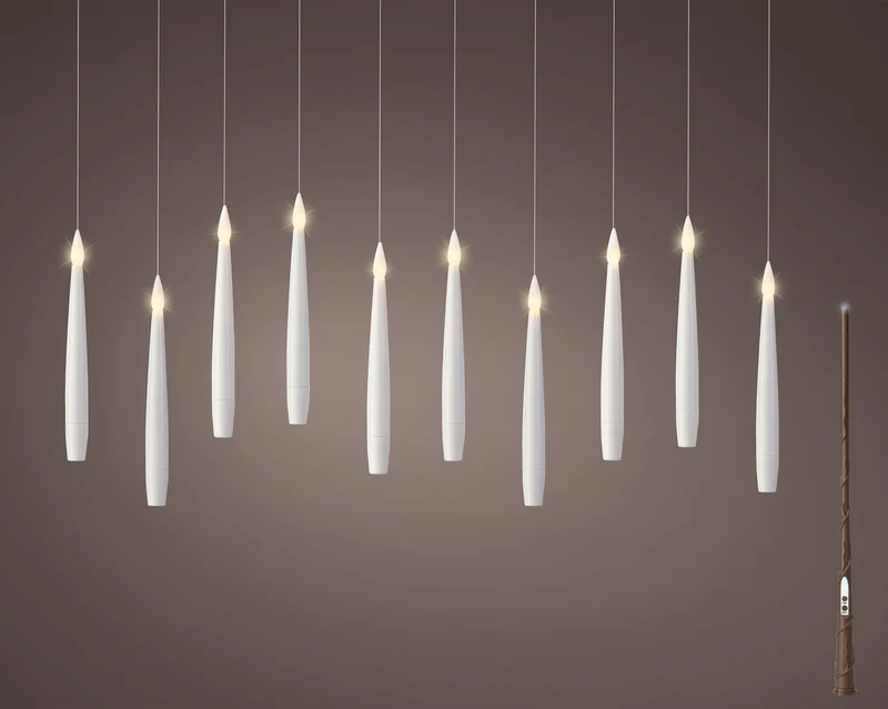 Set 10 candele LED pendenti con telecomando D 1,5 cm altezza 15 cm bianco Peraga Christmas