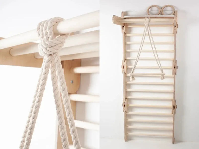 Anneaux de Gym et Barre Trapézoïdale Happymoon - Équipement de Gymnastique - Jeu de motricité enfant - Happymoon