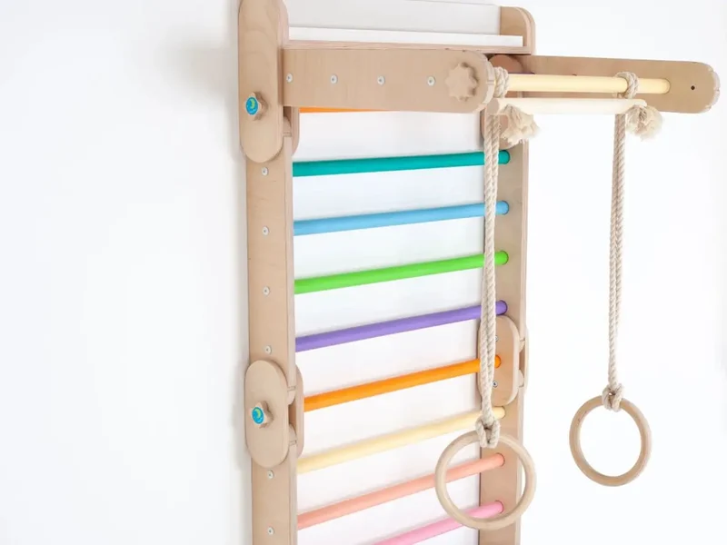 Anneaux de Gym et Barre Trapézoïdale Happymoon - Équipement de Gymnastique - Jeu de motricité enfant - Happymoon