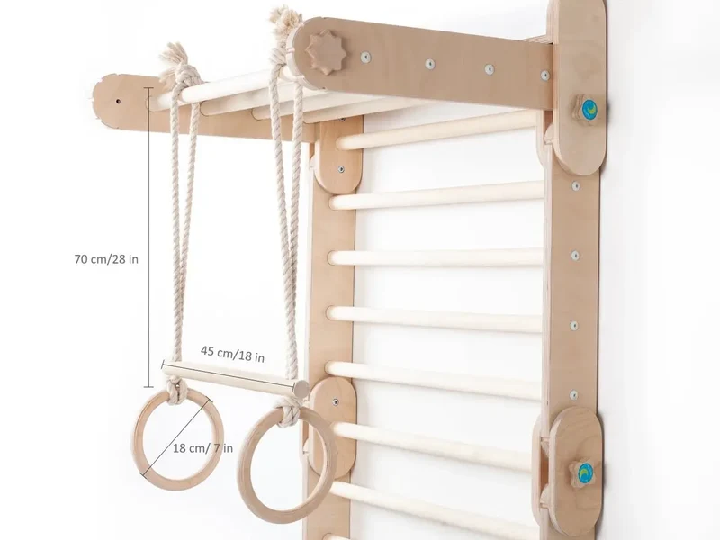 Anneaux de Gym et Barre Trapézoïdale Happymoon - Équipement de Gymnastique - Jeu de motricité enfant - Happymoon