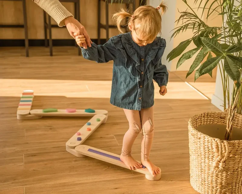 Lot de 4 poutres d'équilibre, jouet d'équilibre en bois, planches d'équilibre - Jeu de motricité enfant - Happymoon