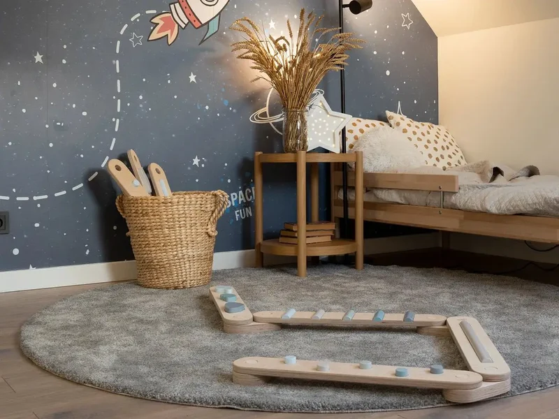 Lot de 4 poutres d'équilibre, jouet d'équilibre en bois, planches d'équilibre - Jeu de motricité enfant - Happymoon