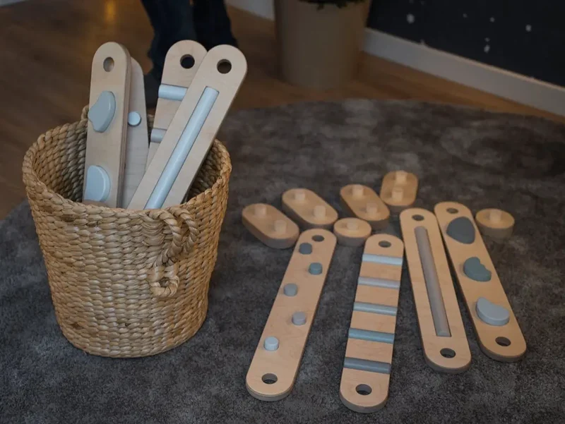 Lot de 4 poutres d'équilibre, jouet d'équilibre en bois, planches d'équilibre - Jeu de motricité enfant - Happymoon
