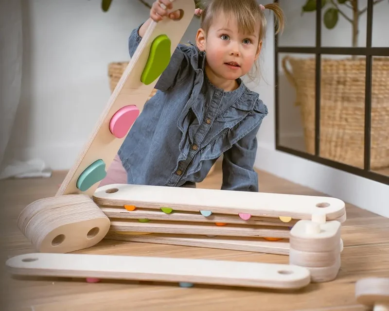 Ensemble de Poutres d'Équilibre en Bois - 8 Poutres, Poutre d'Équilibre à Double Face - Jeu de Motricité Enfant - Happymoon