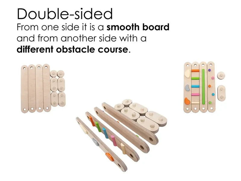 Ensemble de Poutres d'Équilibre en Bois - 8 Poutres, Poutre d'Équilibre à Double Face - Jeu de Motricité Enfant - Happymoon