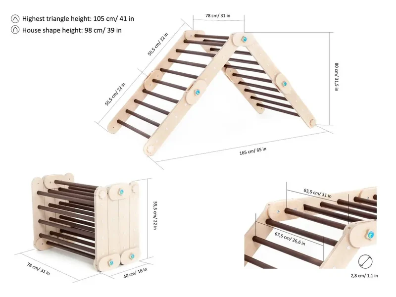 Dark Climber, Triangle Modifiable Montessori - Jeu de Motricité Enfant - Happymoon