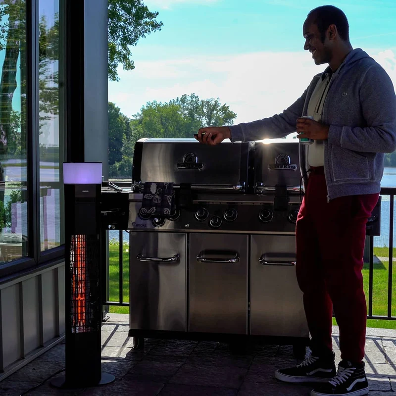 Chauffe-terrasse infrarouge sur pied - Éclairage LED