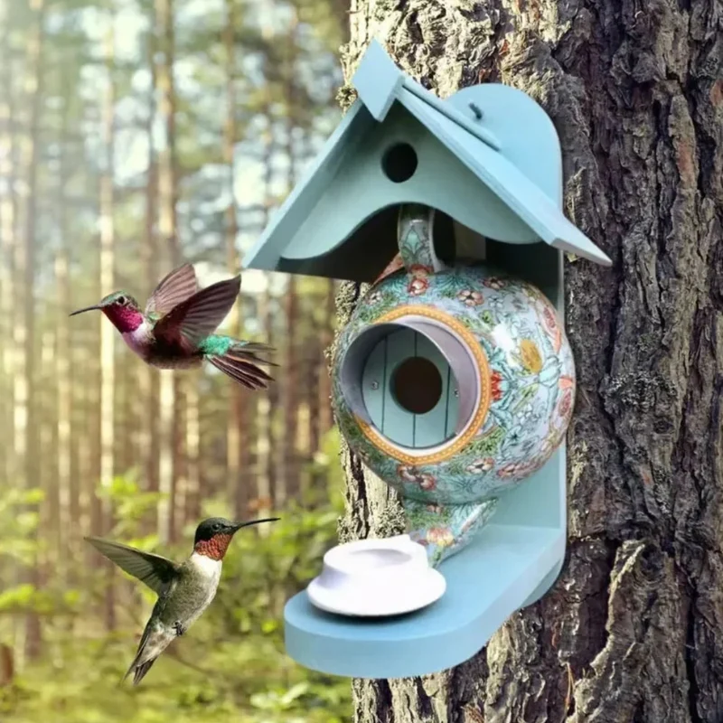 TeapotNest – Dekorativ fuglehus til haven med blomsterdesign