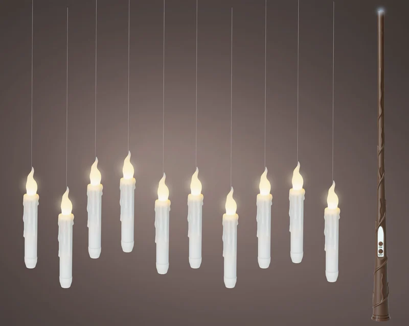 Set 10 candele LED magic effetto fiamma D 2,5 cm altezza 17 cm bianco Peraga Christmas