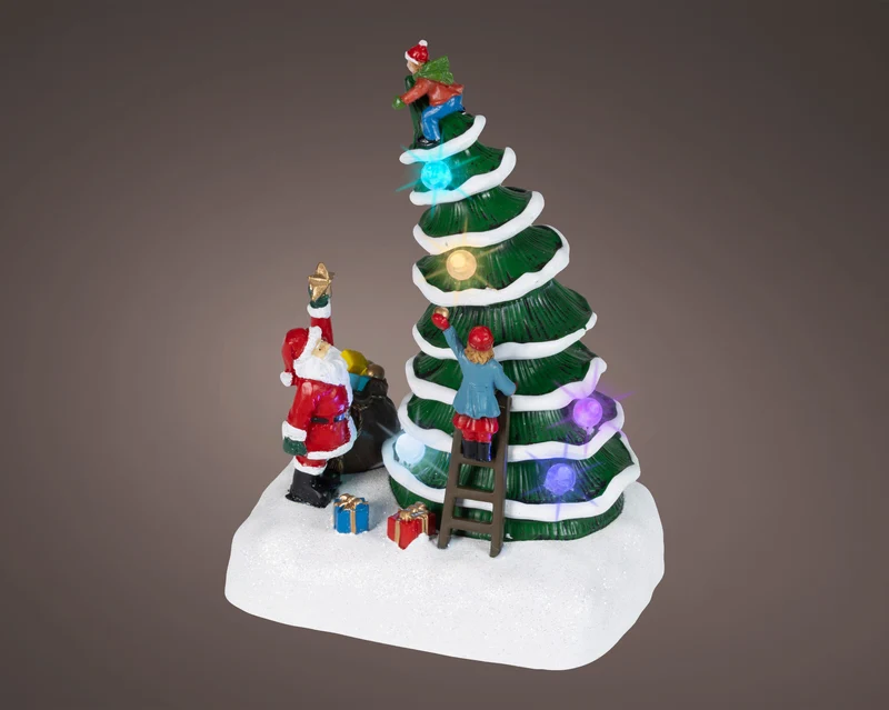 Scena LED albero in plastica 10,1 x 14 x 19,7 cm multicolore Peraga Christmas