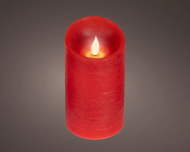 Candela LED in cera effetto fiamma D 7,5 cm altezza 13,5 cm rosso Peraga Christmas