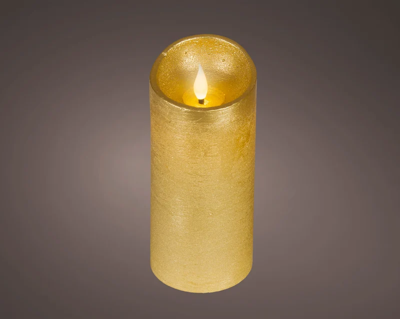Candela LED in cera effetto fiamma D 7,5 cm altezza 17 cm oro Peraga Christmas
