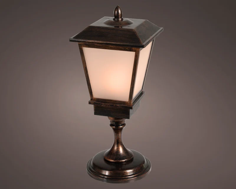 Lanterna LED effetto fiamma 25 x 25 x 57,6 cm ottone anticato Peraga Christmas