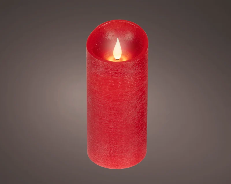 Candela LED in cera effetto fiamma D 7,5 cm altezza 17 cm rosso Peraga Christmas