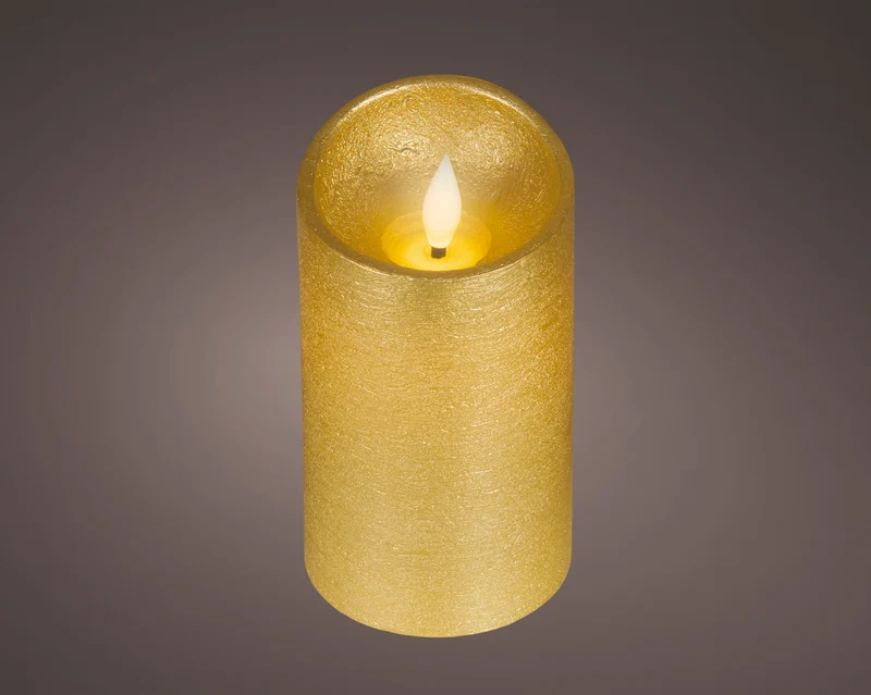Candela LED in cera effetto fiamma D 7,5 cm altezza 13,5 cm oro Peraga Christmas