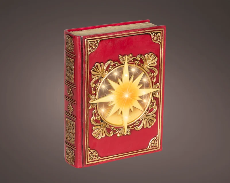 Libro LED in polyresin 6,5 x 16,5 x 22 cm rosso Peraga Christmas