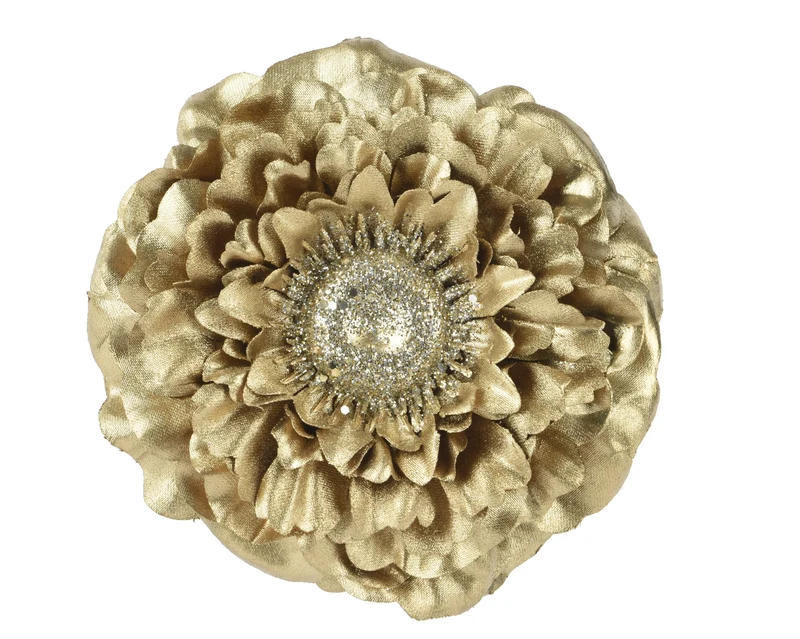 Zinnia con clip glitter D 10 cm oro Peraga Christmas