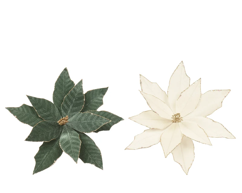 Poinsettia con clip in velluto D 35 cm colori modello assortito Peraga Christmas