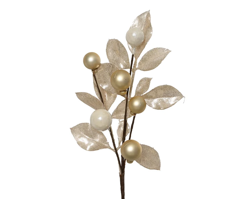 Ramo decorativo glitter altezza 36 cm perla Peraga Christmas