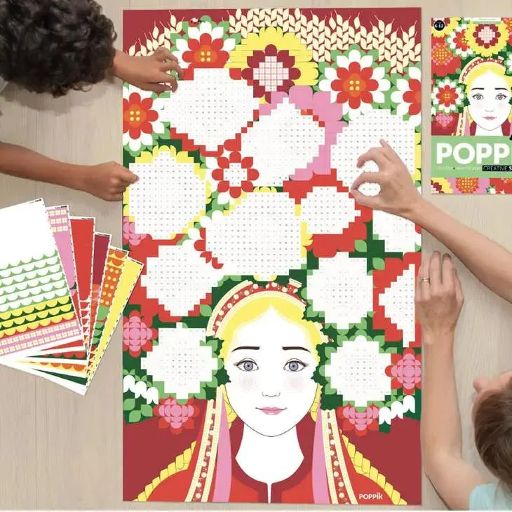 Couronne de fleurs-Poster en sticker inspiré Montessori