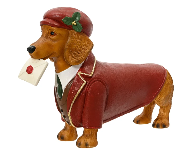 Cane con lettera in magnesio 46,5 x 13 x 33 cm rosso Peraga Christmas