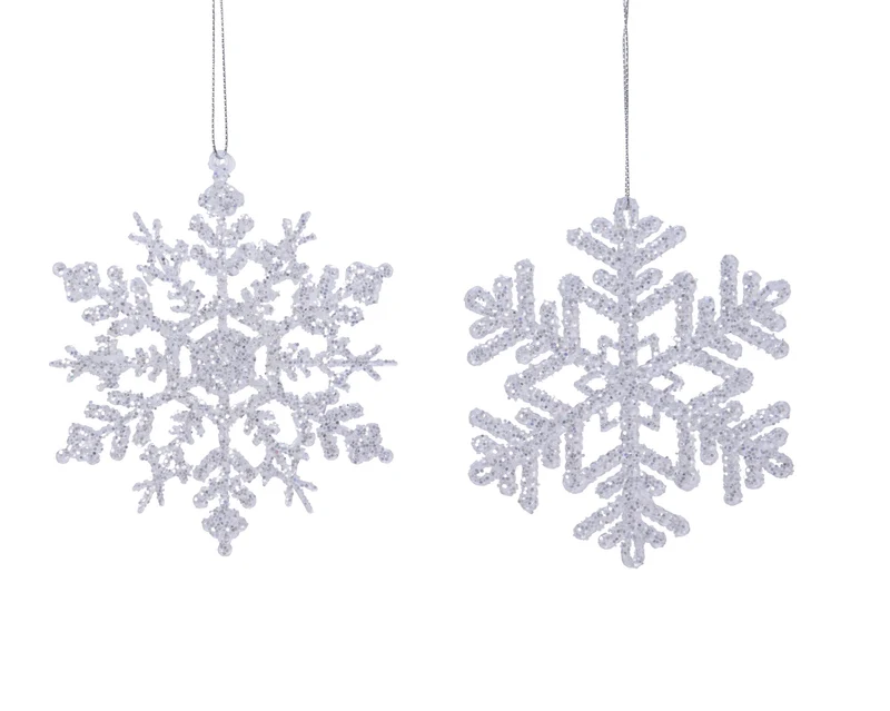 Pendente fiocco di neve in acrilico 12 x 12 cm trasparente/argento Peraga Christmas