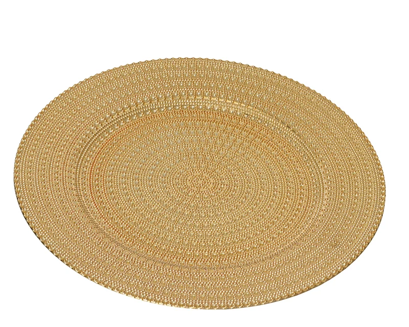 Sottopiatto decorativo a pois in rilievo D 33 cm oro Peraga Christmas