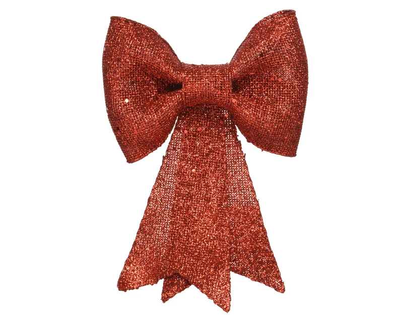 Fiocco decorativo glitter 5 x 22 x 30 cm rosso Peraga Christmas