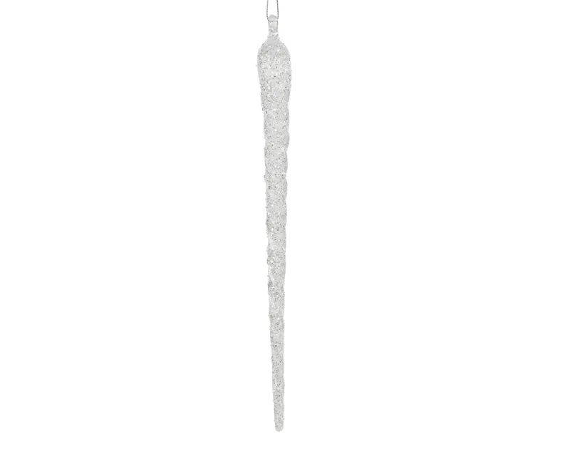 Pendente ghiacciolo in acrilico glitter D 2,5 cm altezza 28 cm trasparente/argento Peraga Christmas
