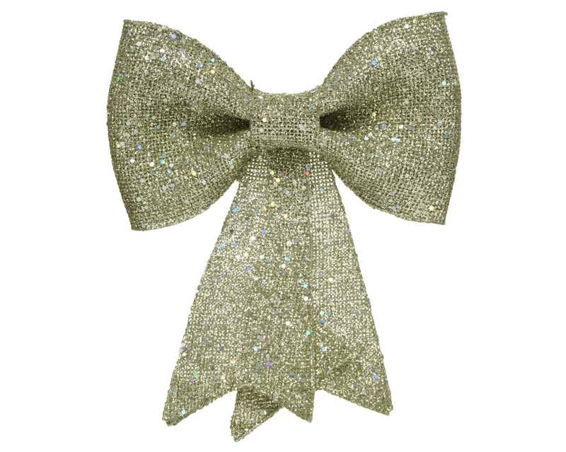 Fiocco decorativo glitter 7 x 31 x 40 cm oro chiaro Peraga Christmas