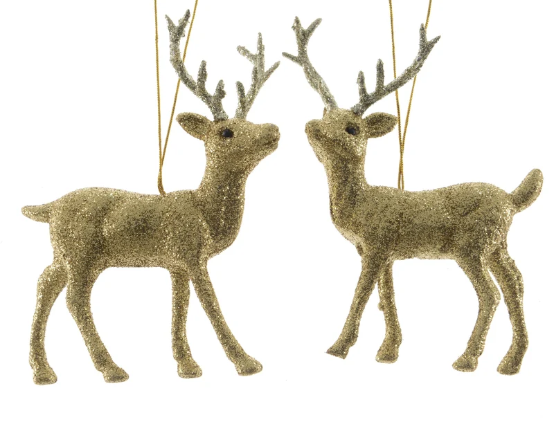 Pendente renna glitter 4,5 x 10 x 12,5 cm oro Peraga Christmas