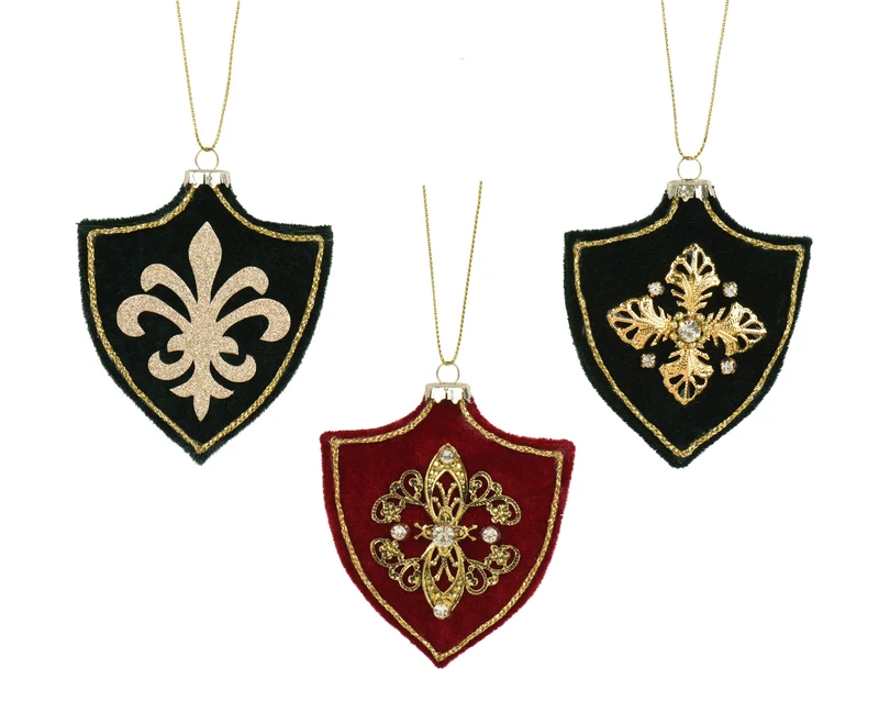 Pendente stemma in velluto 9 x 9,5 cm colori modello assortito Peraga Christmas