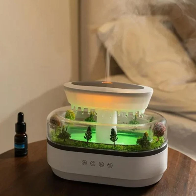GlowMist – Regnsky Aroma Diffuser med Flerfarvet LED Natlys