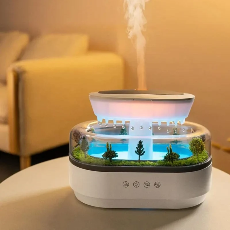 GlowMist – Regnsky Aroma Diffuser med Flerfarvet LED Natlys
