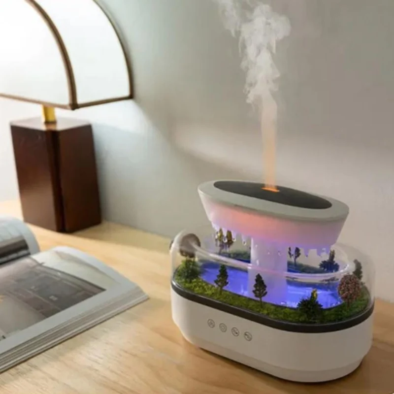 GlowMist – Regnsky Aroma Diffuser med Flerfarvet LED Natlys