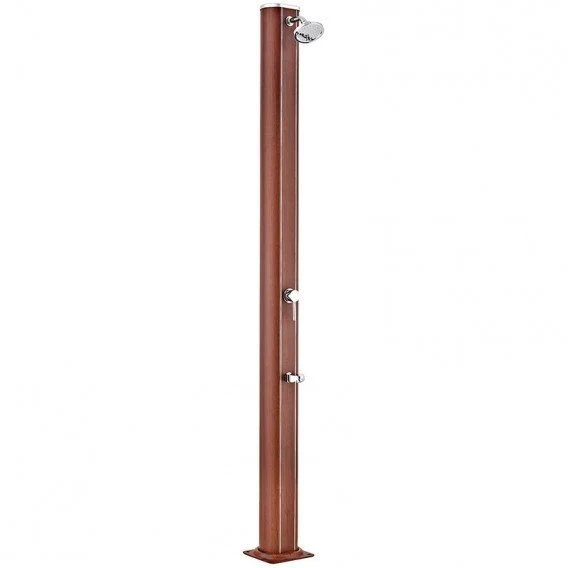 Gre - Ducha solar redonda aspecto madera 32 litros DSALR32W