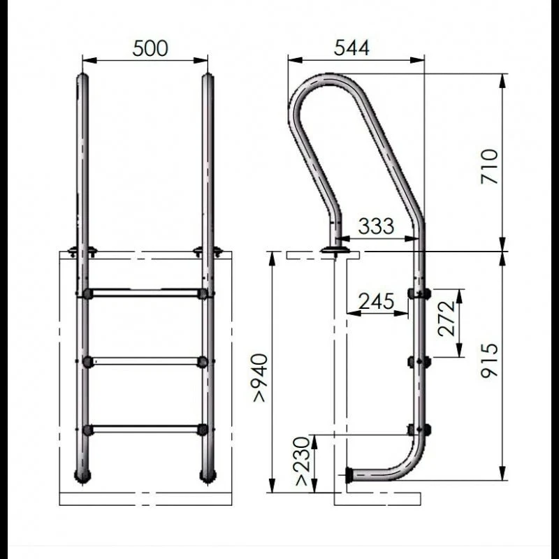 Gre Escalera inox para piscina de madera