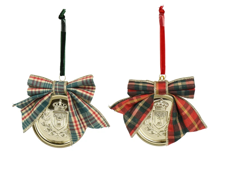 Pendente pallina di natale con fiocco lucida D 8 cm colori modello assortito Peraga Christmas